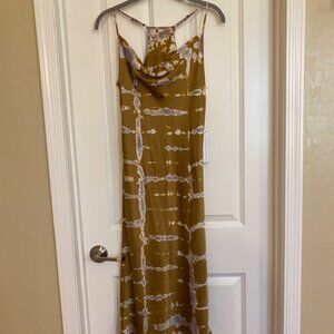 Young Fabulous & Broke  Satin  Midi Slip Dress  Tie Dye Gold/Purple  Small